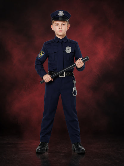 Women's Sexy Police Officer Costume Set - Navy Blue Uniform with Hat, Badge main product view