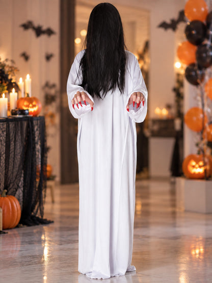 Halloween Costume White Long Robe with Sleeves
