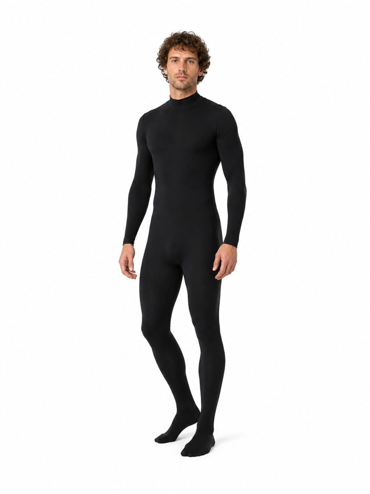 Black Form-Fitting Jumpsuit with Long Sleeves