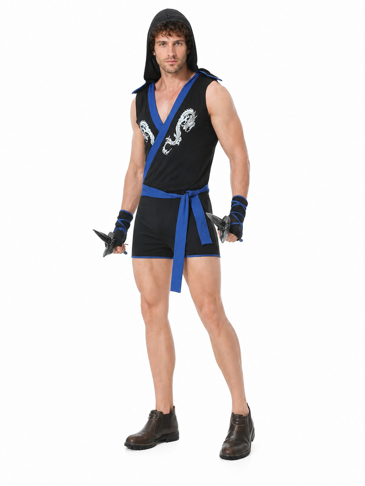 Hooded Ninja Carnival Jumpsuit Costumes detail