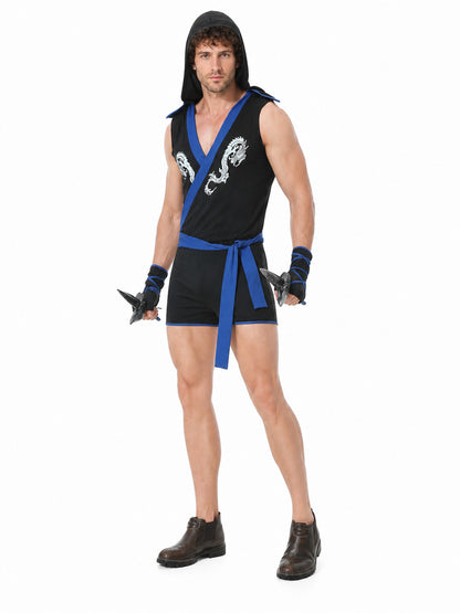 Hooded Ninja Carnival Jumpsuit Costumes detail