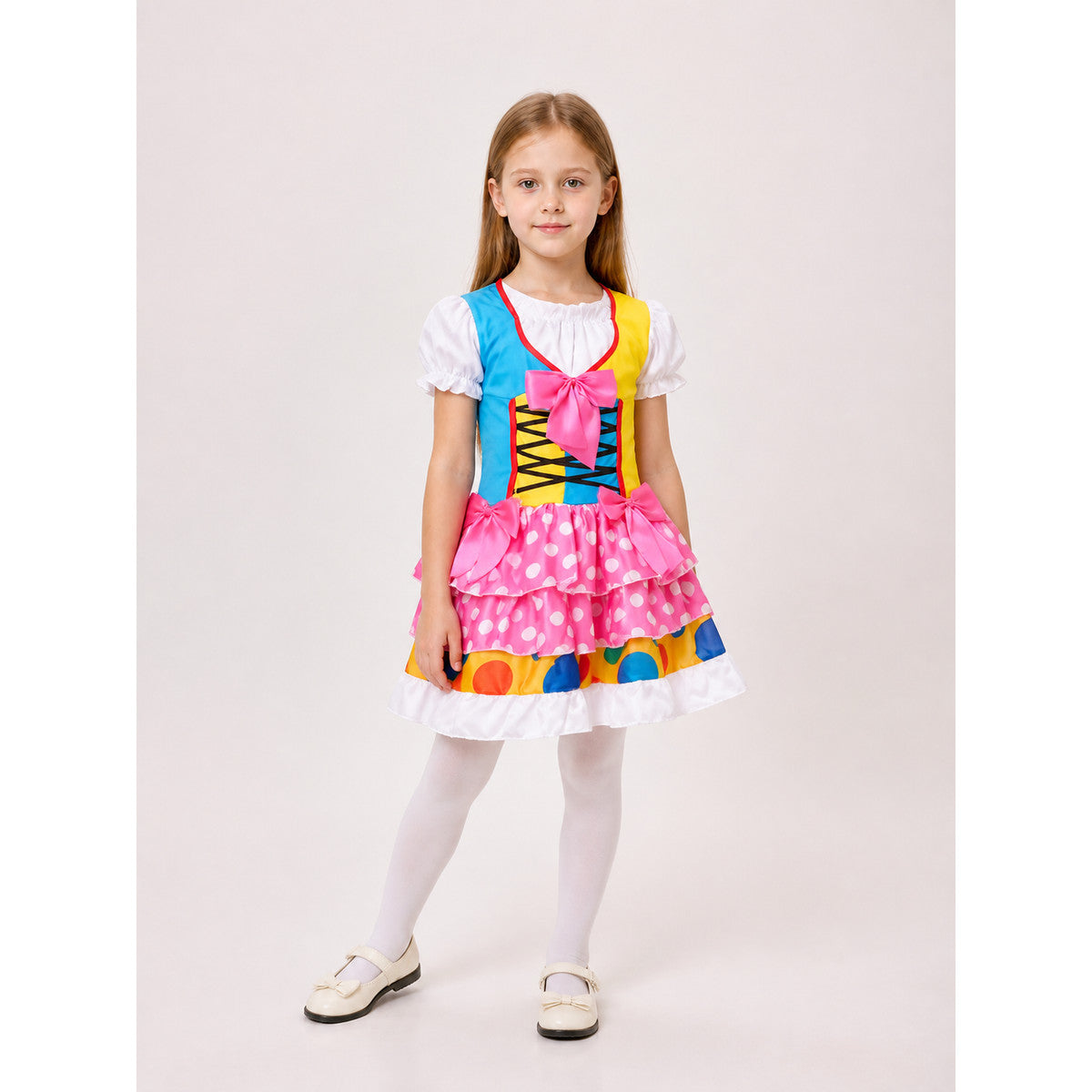 Clown costume dress with ruffles and a bow for parties Costume Dresses detail