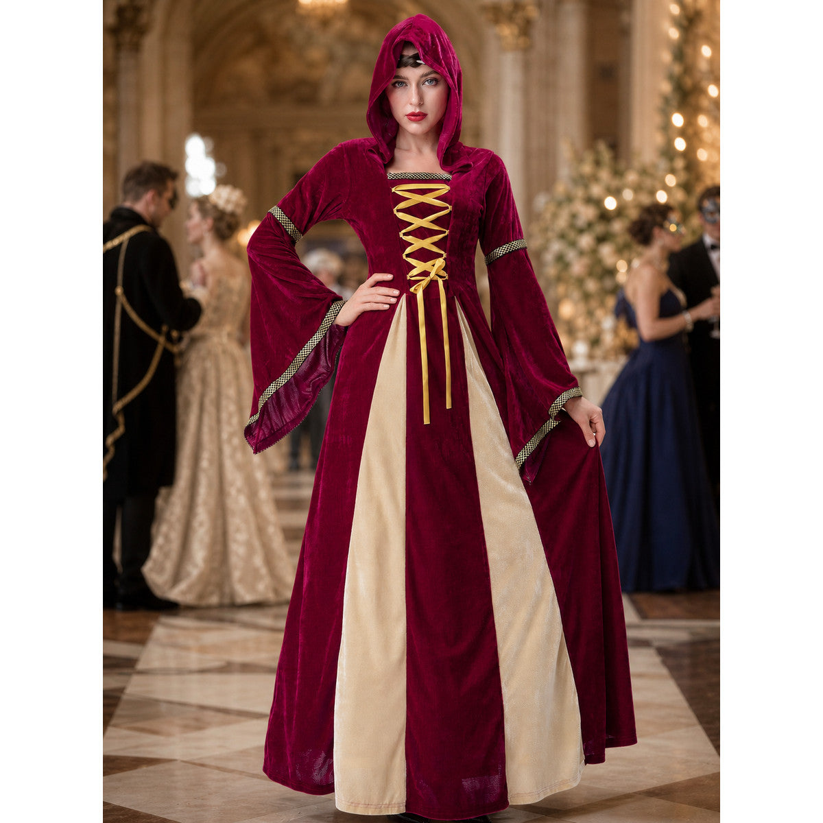 Vintage Court Dress with Hood and Lacing