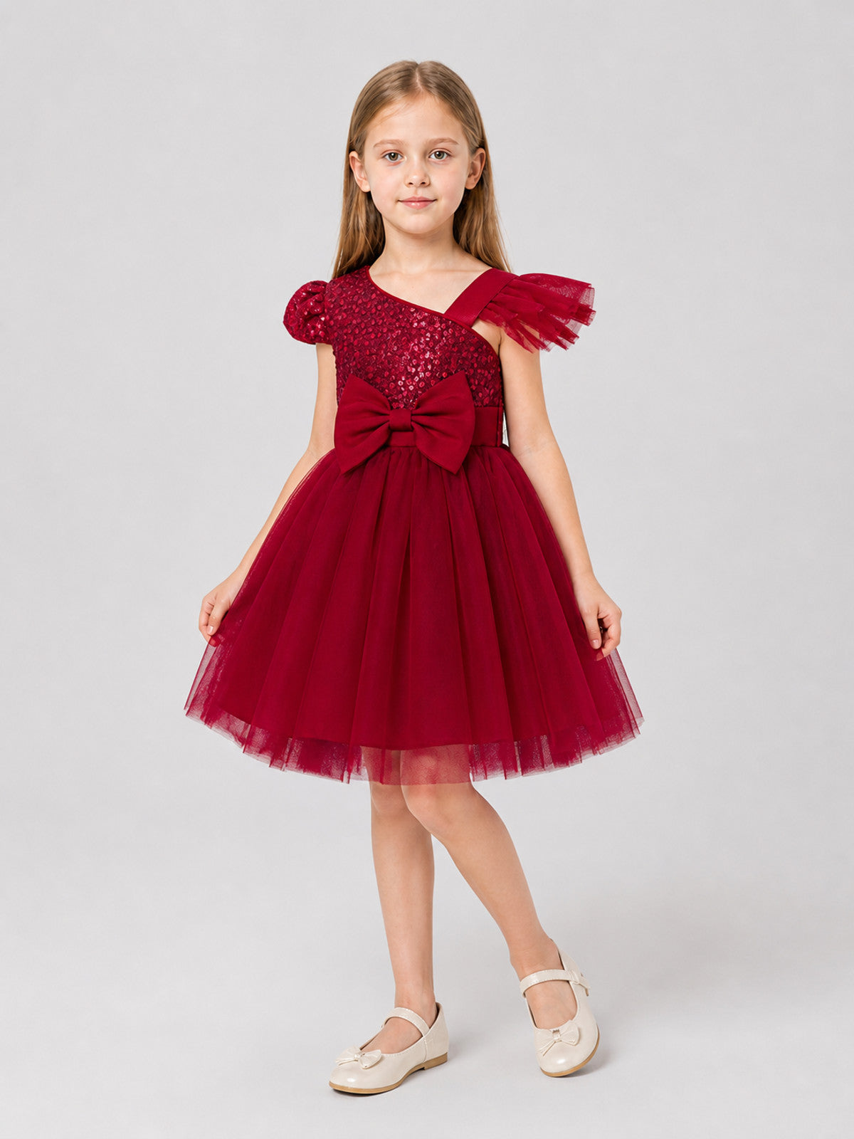 Princess Dress with Sequins, Tulle Skirt, and Bow Costume Dresses detail