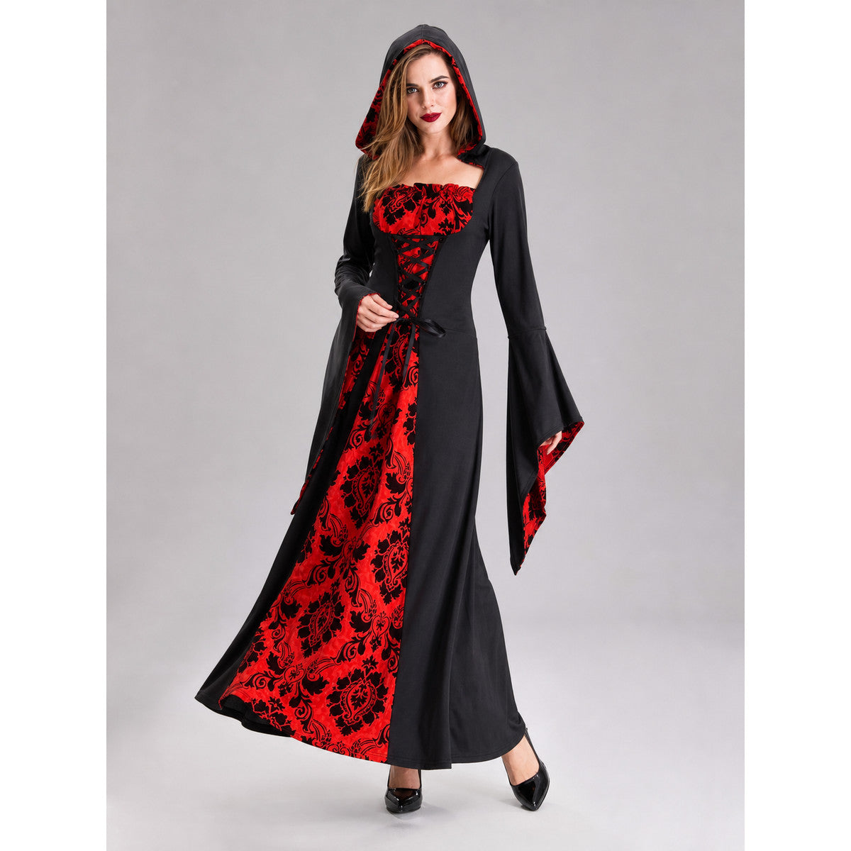 Long Gothic-Style Hooded Dress