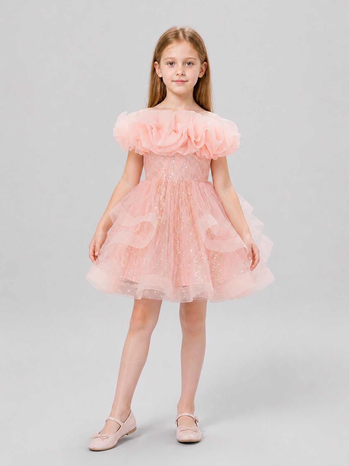 Festive Sequin Dress with Full Tulle Skirt Costume Dresses detail