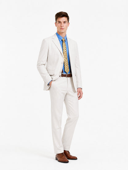 Trouser suit with shirt, suspenders, and tie