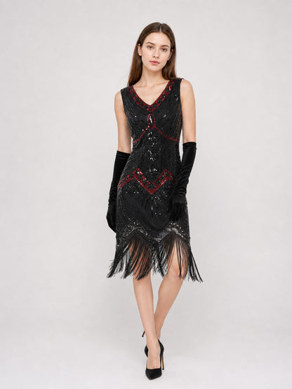1920s Sequin and Fringe Flapper Dress