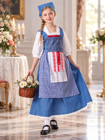 Kids' Maid Costume with Apron and Headscarf