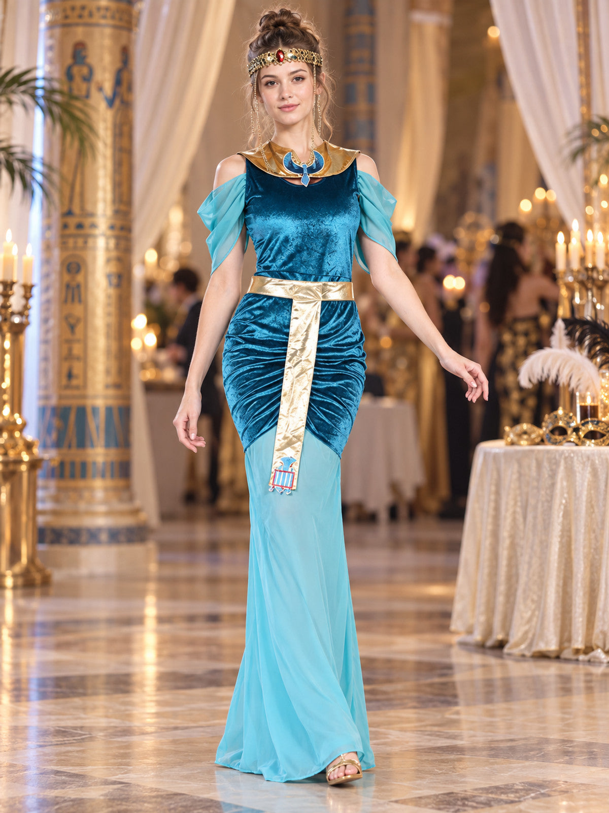 Egyptian-Style Costume with Gold Trim