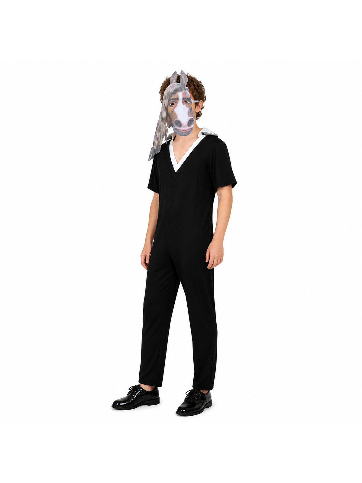 Black-and-White Horse Jumpsuit Costume with Mask