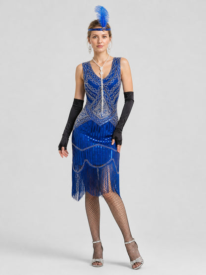 1920s Retro Sequin and Fringe Dress Costume Dresses detail