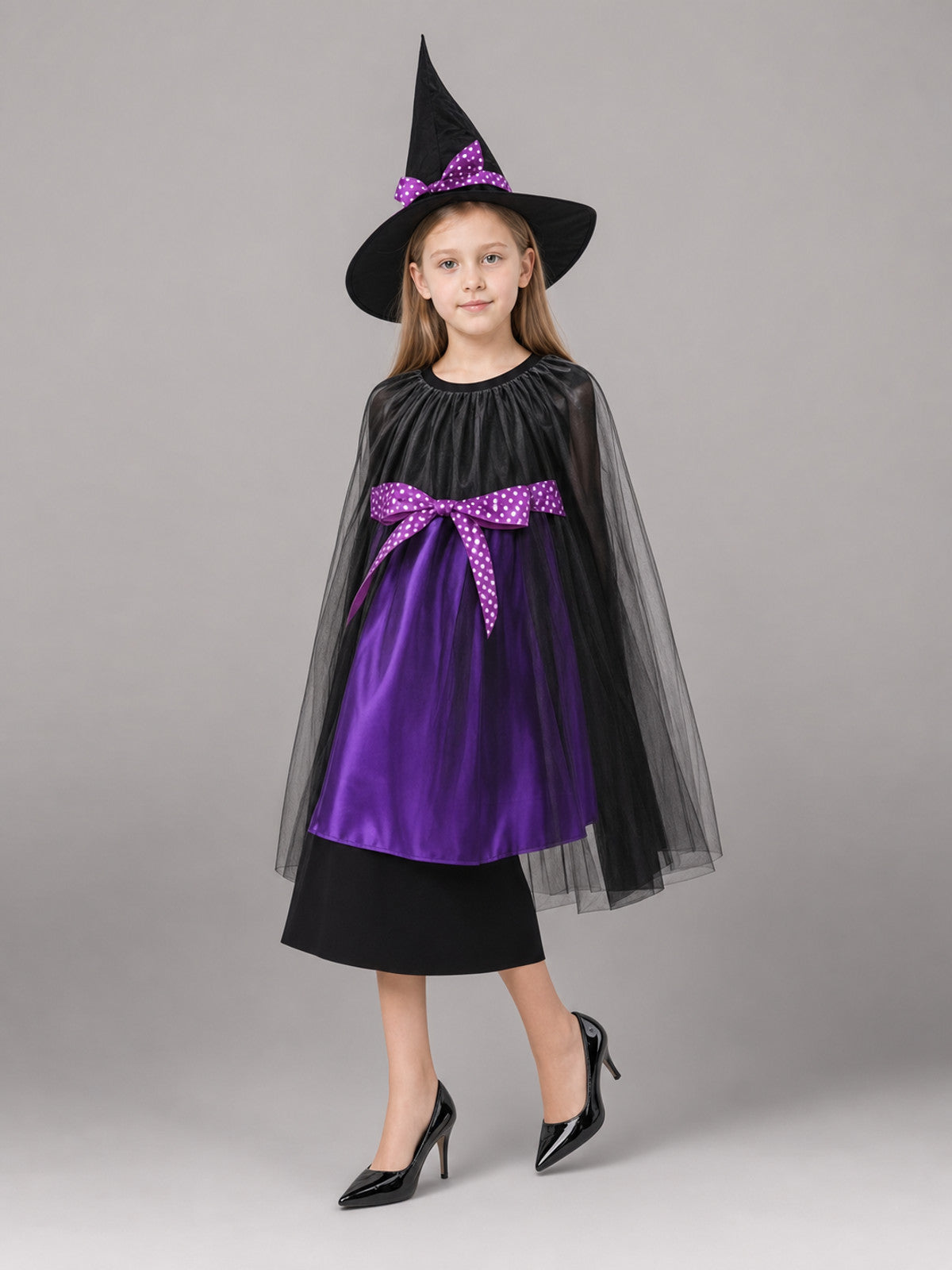 Purple Carnival Cloak with Witch Hat