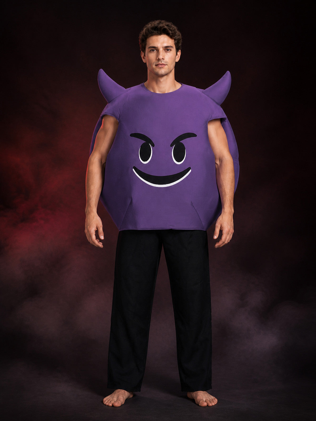 Inflatable Purple Eggplant Costume with Cartoon Face, Halloween Party Outfit main product view
