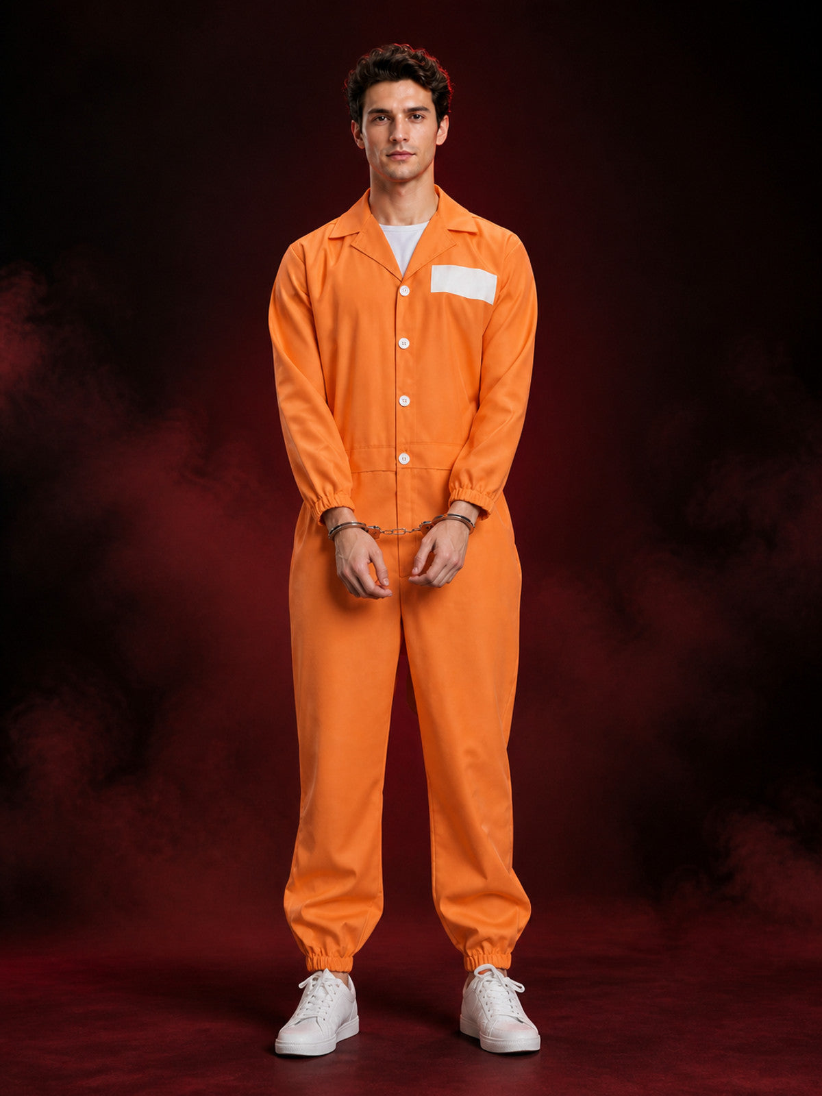 Orange Prisoner Jumpsuit Costume with State Prison Print, Halloween Outfit