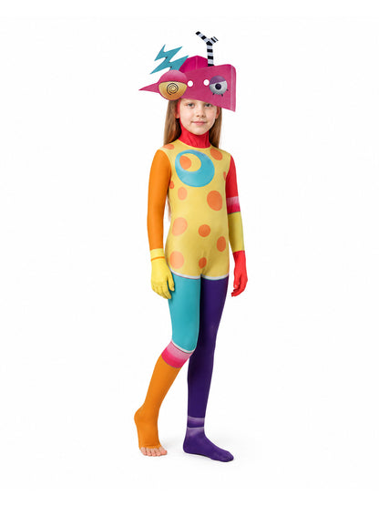 Clown Cosplay Jumpsuit: Asymmetry, Polka Dots, Antennae