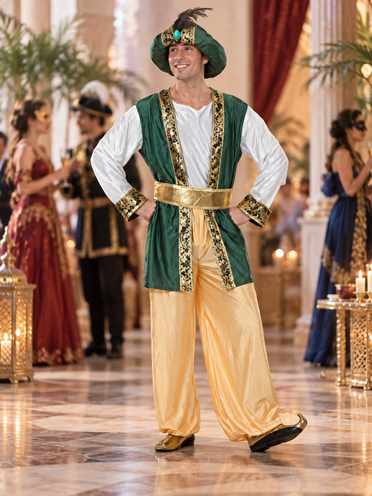 Adult Eastern Prince Carnival Costume with Feather