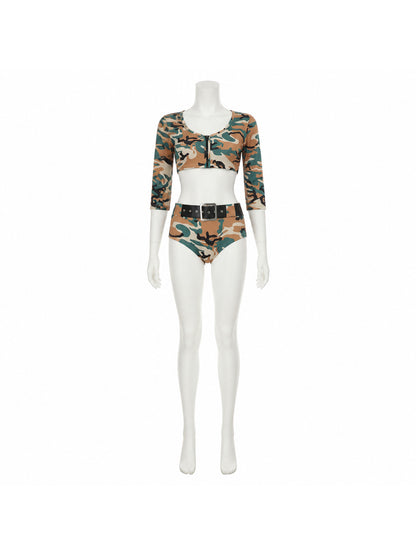 Camouflage Print Bikini with Long Sleeves product detail