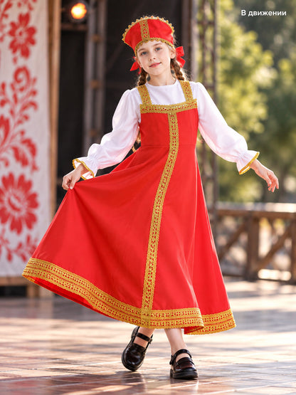Children's Russian-Style Stage Costume with Headpiece lifestyle view