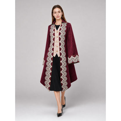 Vintage Burgundy Carnival Cape with Lace lifestyle