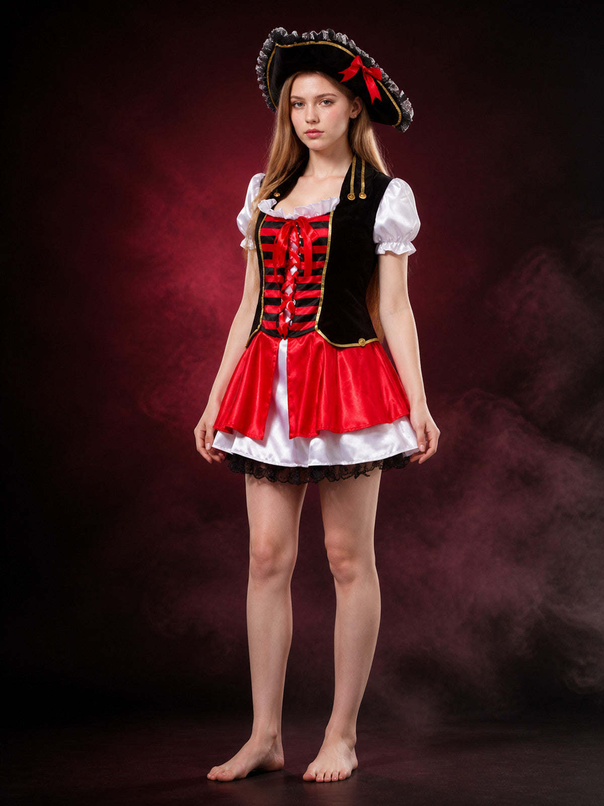 Women's Pirate Costume with Hat for Halloween main product view