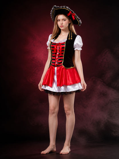 Women's Pirate Costume with Hat for Halloween main product view