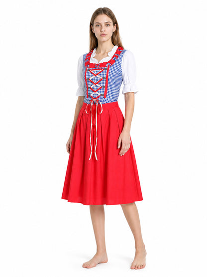 Bavarian Dress with a Plaid Corset and Bows