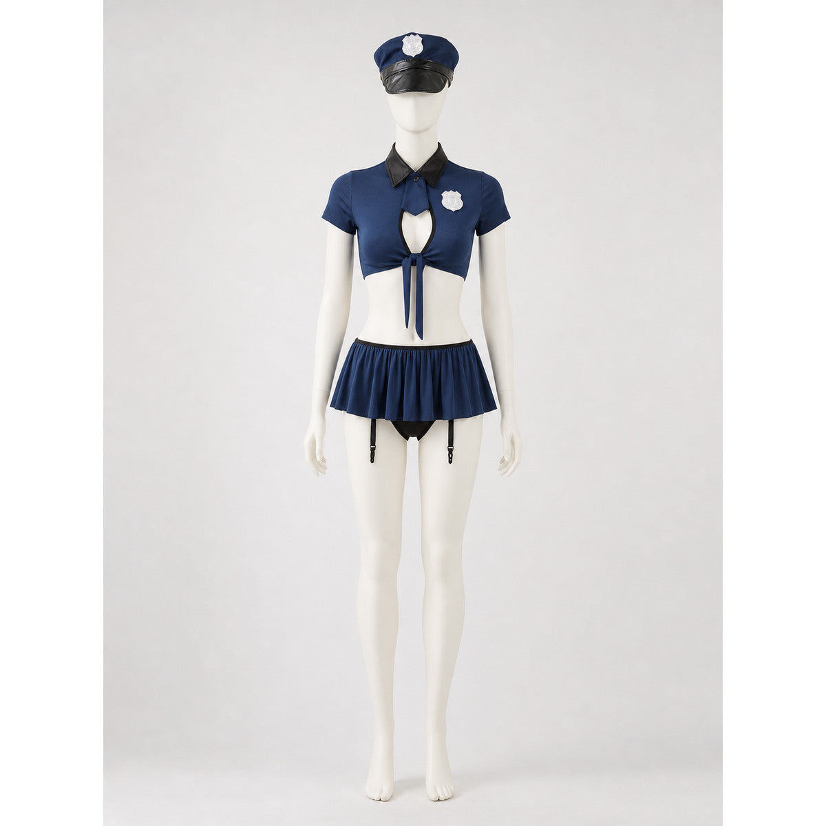 Police Costume with Cropped Top and Skirt