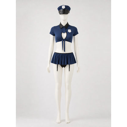 Police Costume with Cropped Top and Skirt