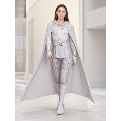 Superhero cosplay costume with hood and cape lifestyle