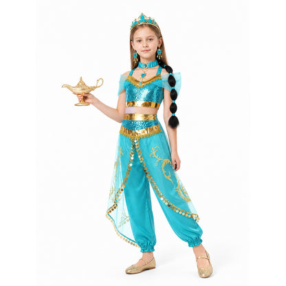 Jasmine Costume with Sequins and Harem Pants for Halloween Costumes detail