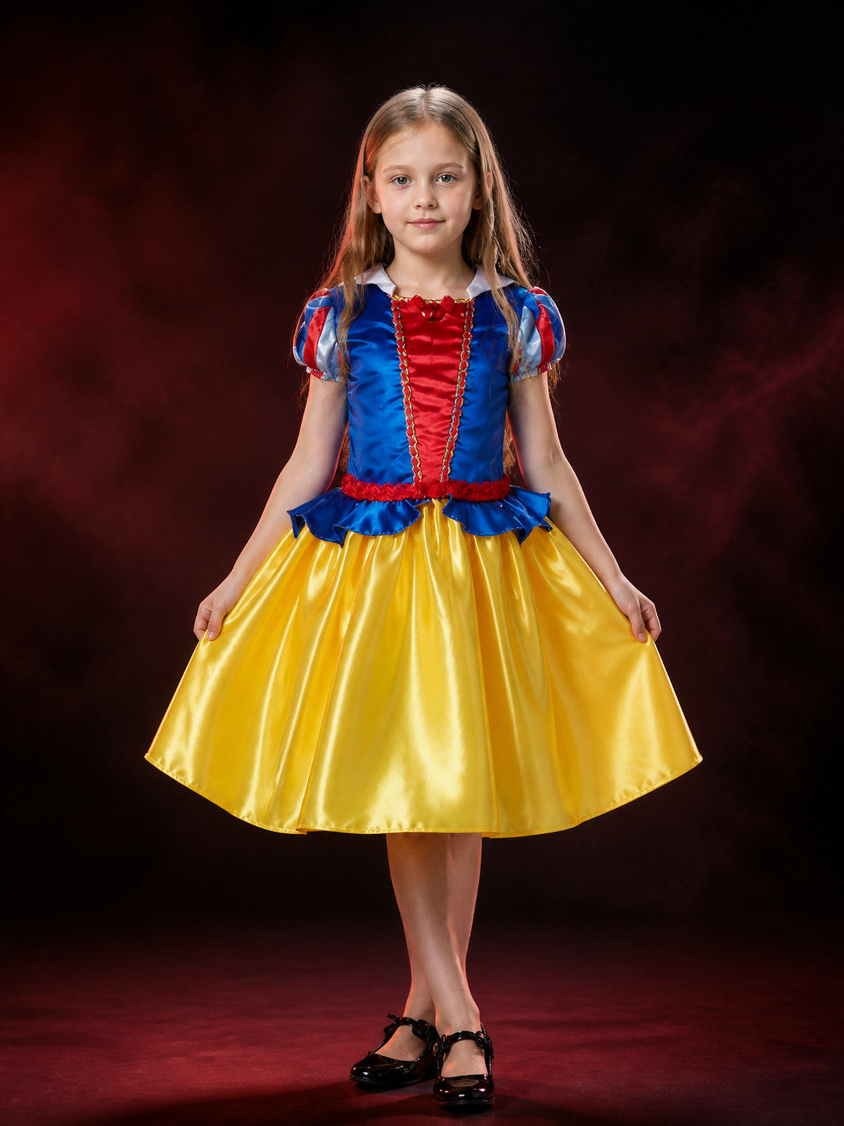 Kids Princess Costume Dress, Blue Red Yellow Ball Gown for Halloween