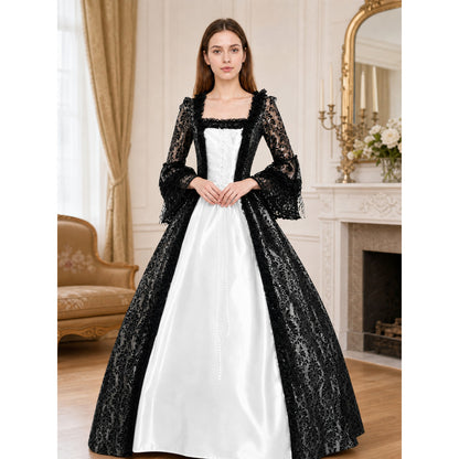 Gothic Vintage Floor-Length Dress with Sleeves lifestyle view