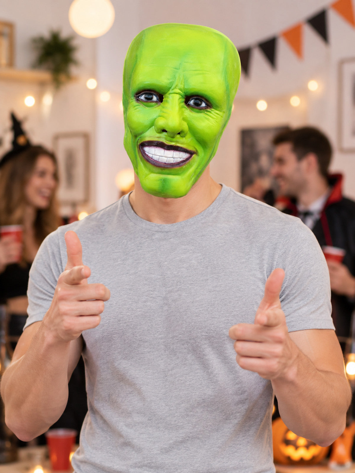 Green Latex Cosplay Mask with Wig lifestyle view