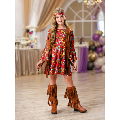Carnival Costume with Fringe and Retro Print