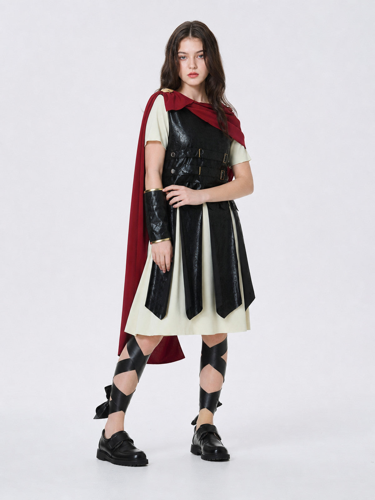 Character Costume: Retro Dress with Cape and Belts