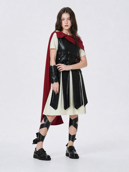Character Costume: Retro Dress with Cape and Belts