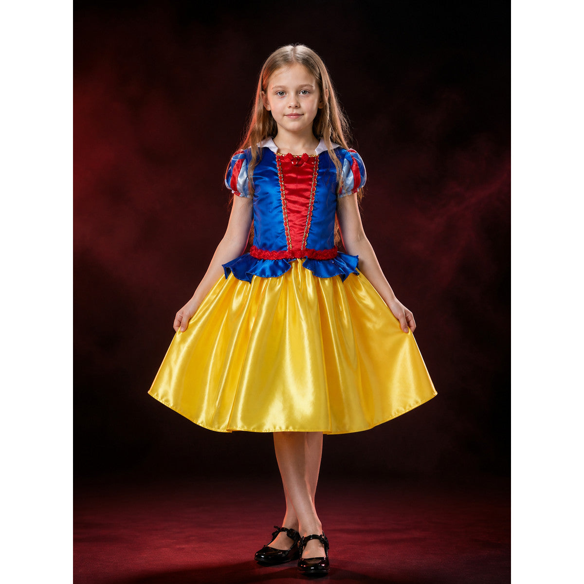 Kids Princess Costume Dress, Blue Red Yellow Ball Gown for Halloween main product view