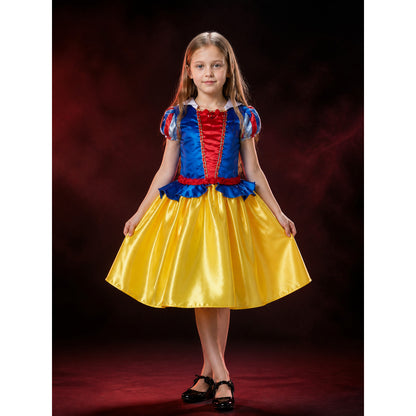 Kids Princess Costume Dress, Blue Red Yellow Ball Gown for Halloween main product view