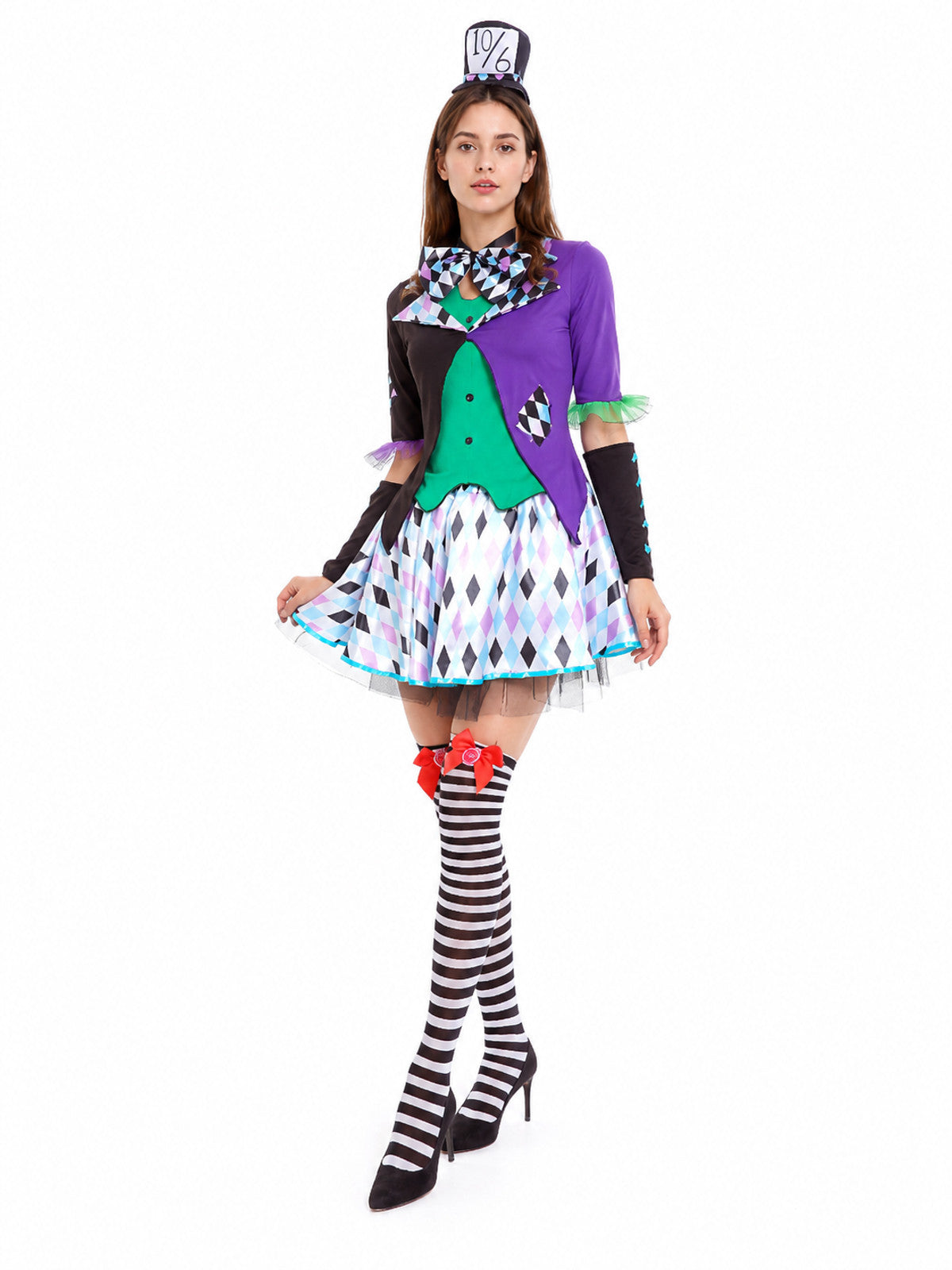 Clown Costume with a Full Skirt and Geometric Pattern Costumes detail