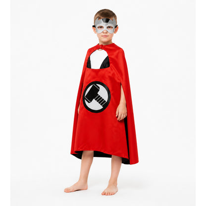 Red Cape with a Round Emblem and Ties Costume Capes detail