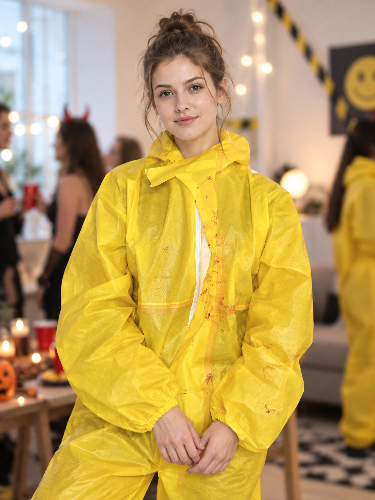 Yellow Protective Jumpsuit with Hood and Front Closure