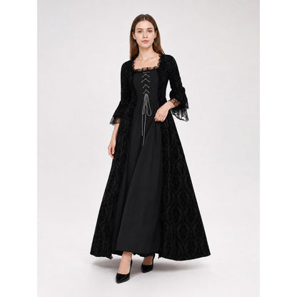 Historical Gothic Floor-Length Lace Dress Costume Dresses detail