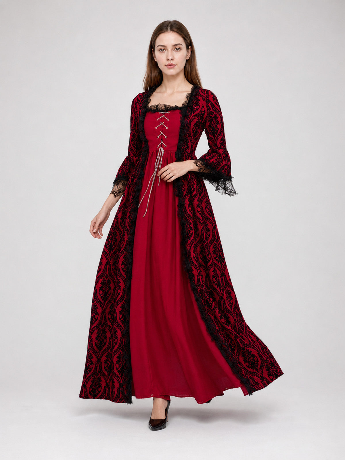 Renaissance Dress with Lace and a Full Skirt