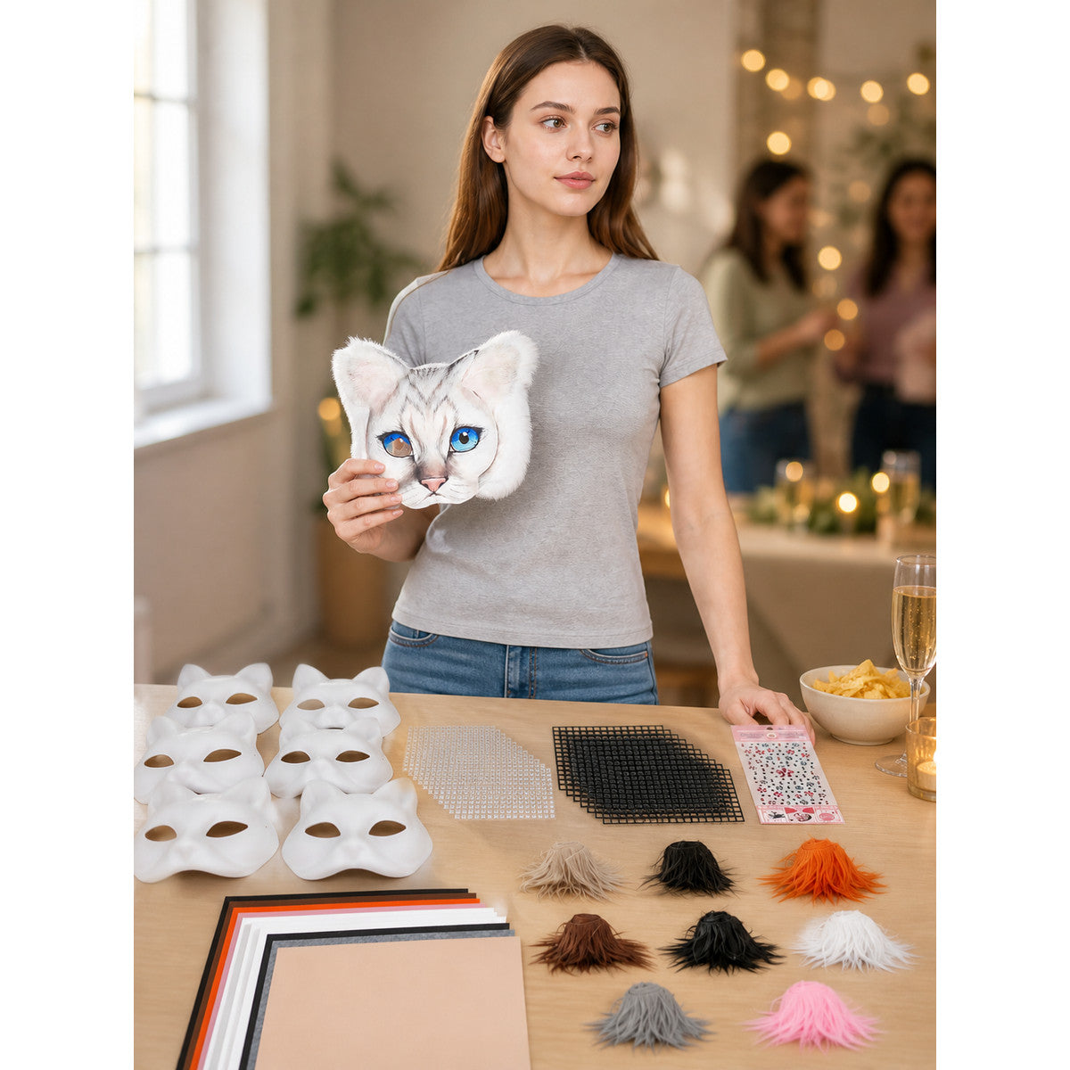 Halloween Cat-Ear Carnival Headpiece lifestyle view