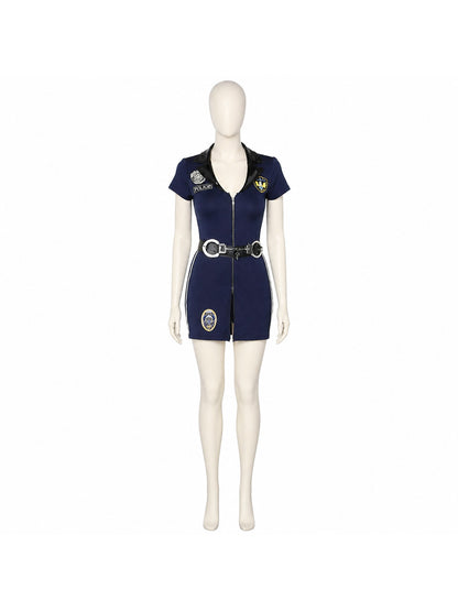 Dark Blue Short-Sleeve Police Costume