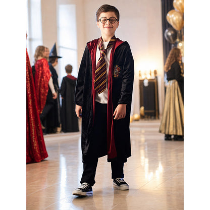 Hooded Robe, Black with Red Lining