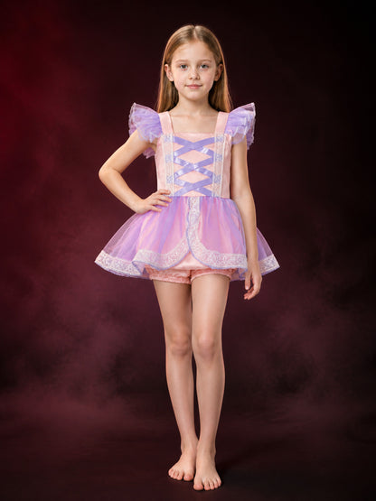 Baby Girls Princess Dress With Lace Ruffle Sleeves And Matching Bloomers main product view
