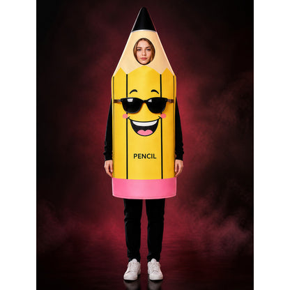 Cartoon Pencil Bodysuit Costume, Funny School Party Outfit for Kids and Adults main product view