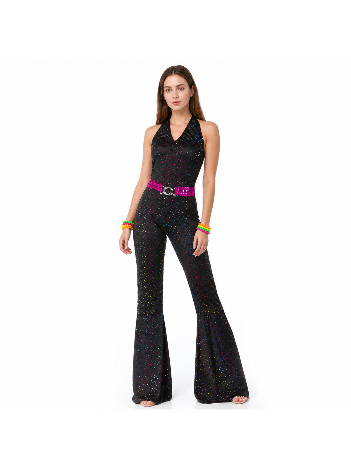 Sequin Jumpsuit, Sleeveless, Flared-Leg Pants product detail
